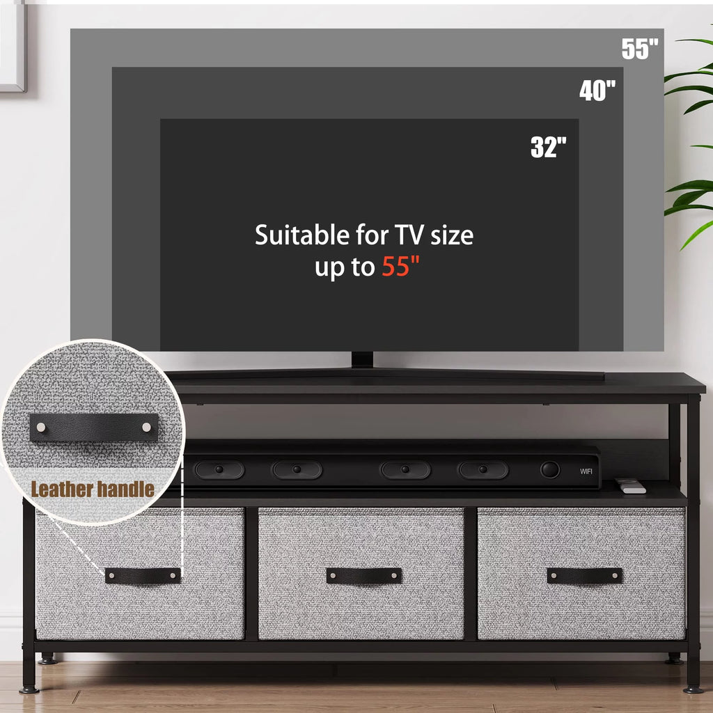 Grey Dresser TV Stand with Drawers and Shelves T26178