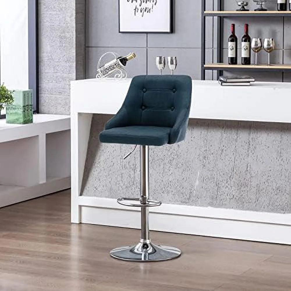 Adjustable Fabric Tufted Swivel Barstool with Back D520