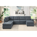 Gray Woven Fabric 7-Seater Sectional Sofa with Ottomans Q9870