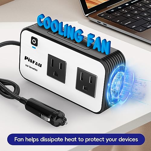 200W Car Power Inverter DC 12V to 110V AC with USB-C Voltage Display E514928