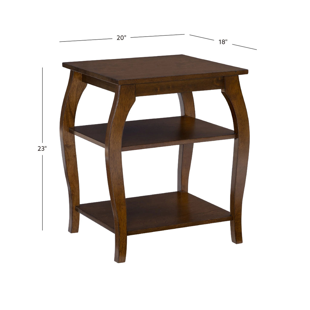 2- Shelf Indoor Accent Side Table, 23" Tall, Hazelnut J519