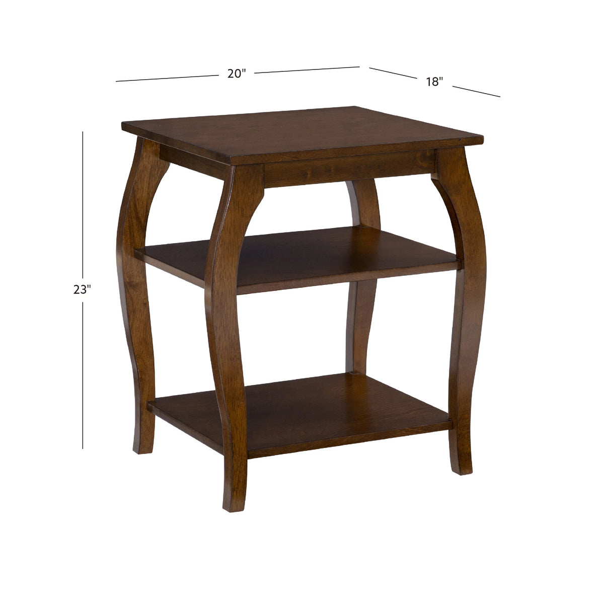 2- Shelf Indoor Accent Side Table, 23" Tall, Hazelnut J519