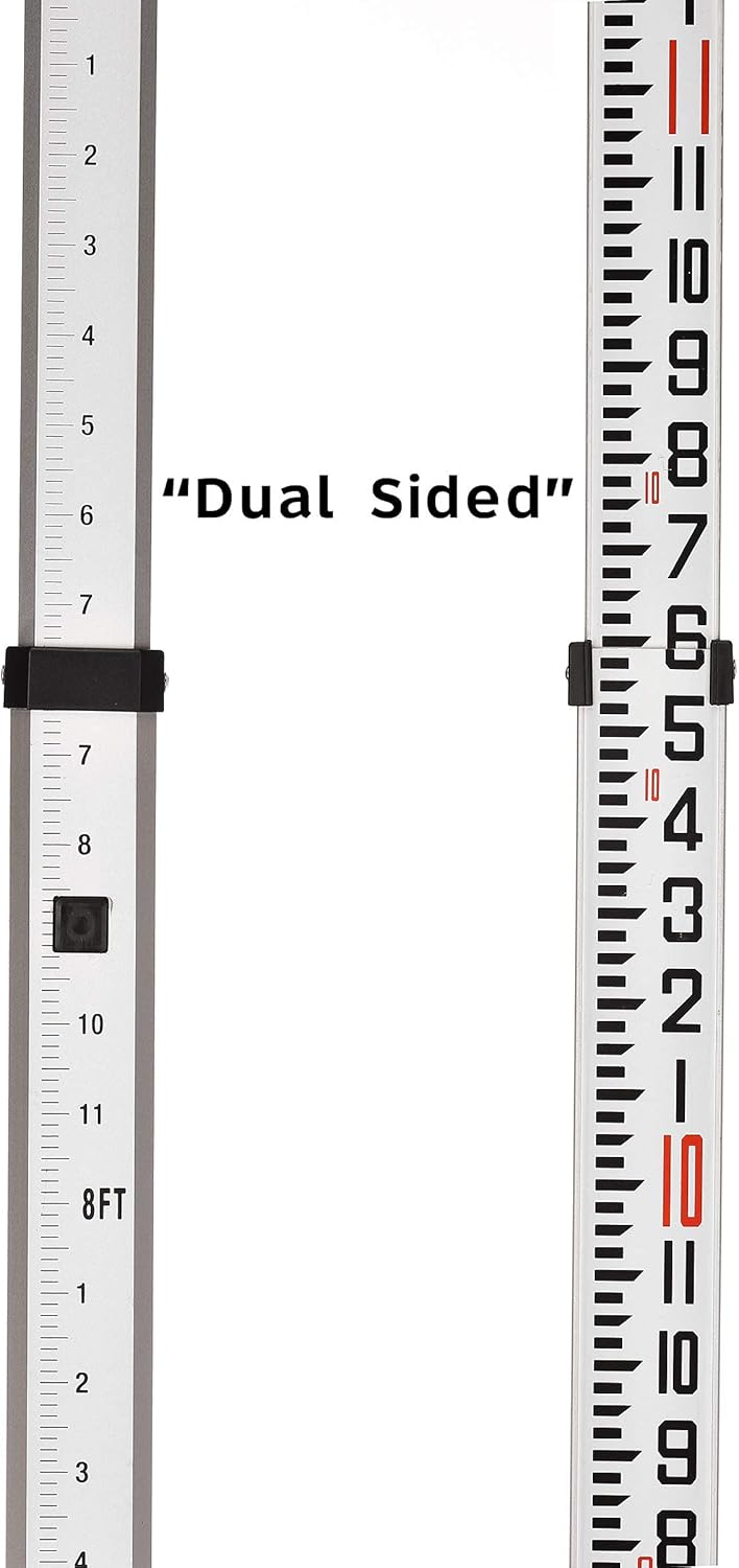 9 FT Dual Sided Aluminum Grade Rod with Carrying Case Pack of 2 G61801