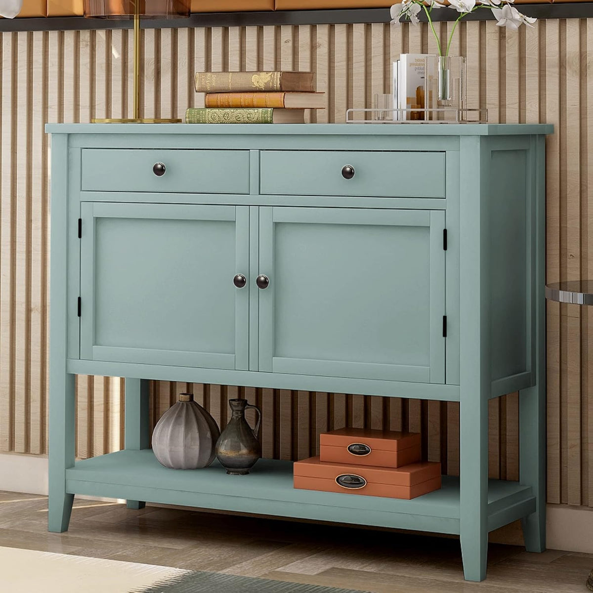 Brown Wood Console Sofa Table with Drawers L865046