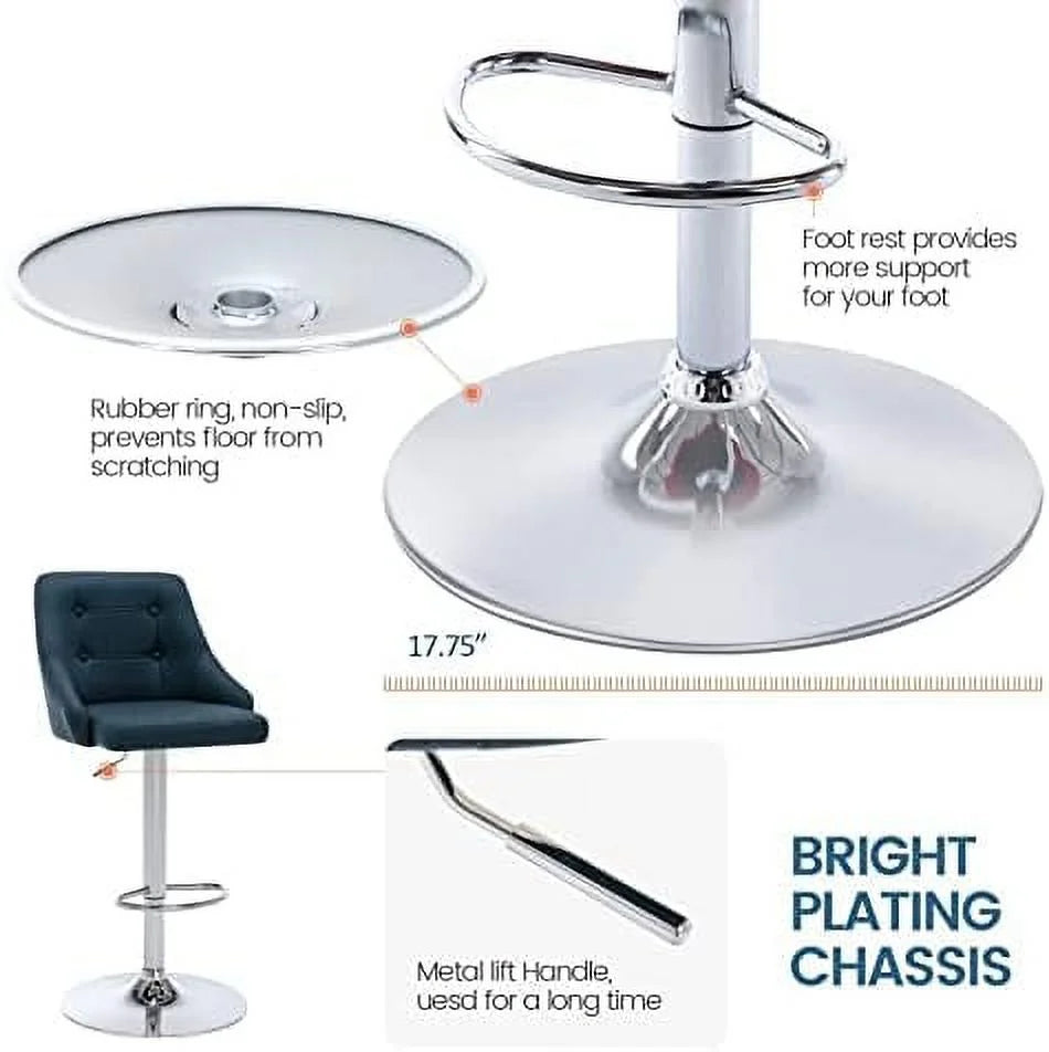 Adjustable Fabric Tufted Swivel Barstool with Back D520