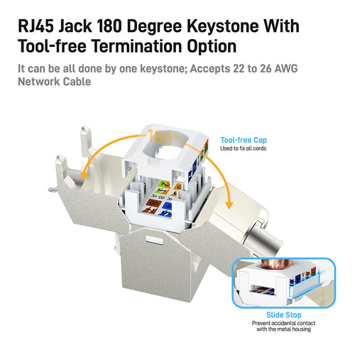 10-Pack RJ45 CAT 7 Tool-Less STP Shielded Keystone Jack F916730