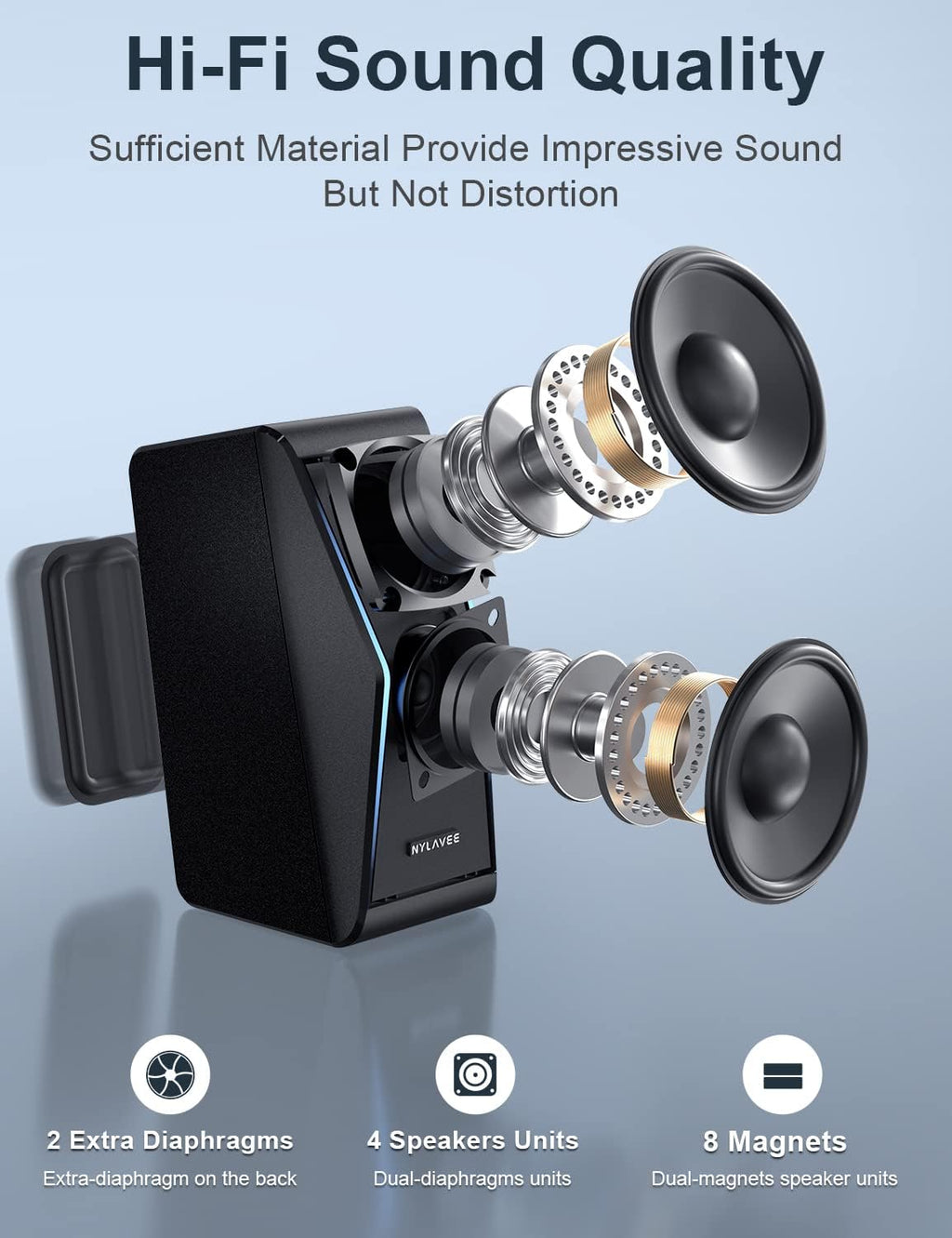 RGB Bluetooth Computer Speakers with Extra Bass, Pack of 2 H1463