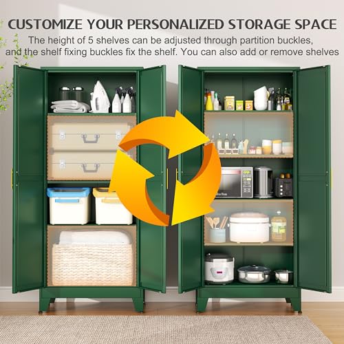 White Metal Pantry Cabinet with 2 Door and 5 Adjustable Shelves G855