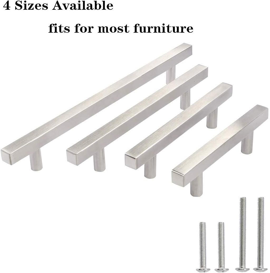 5 Pack Stainless Steel Square Cabinet Handles 5 Inch Hole Centers V87446
