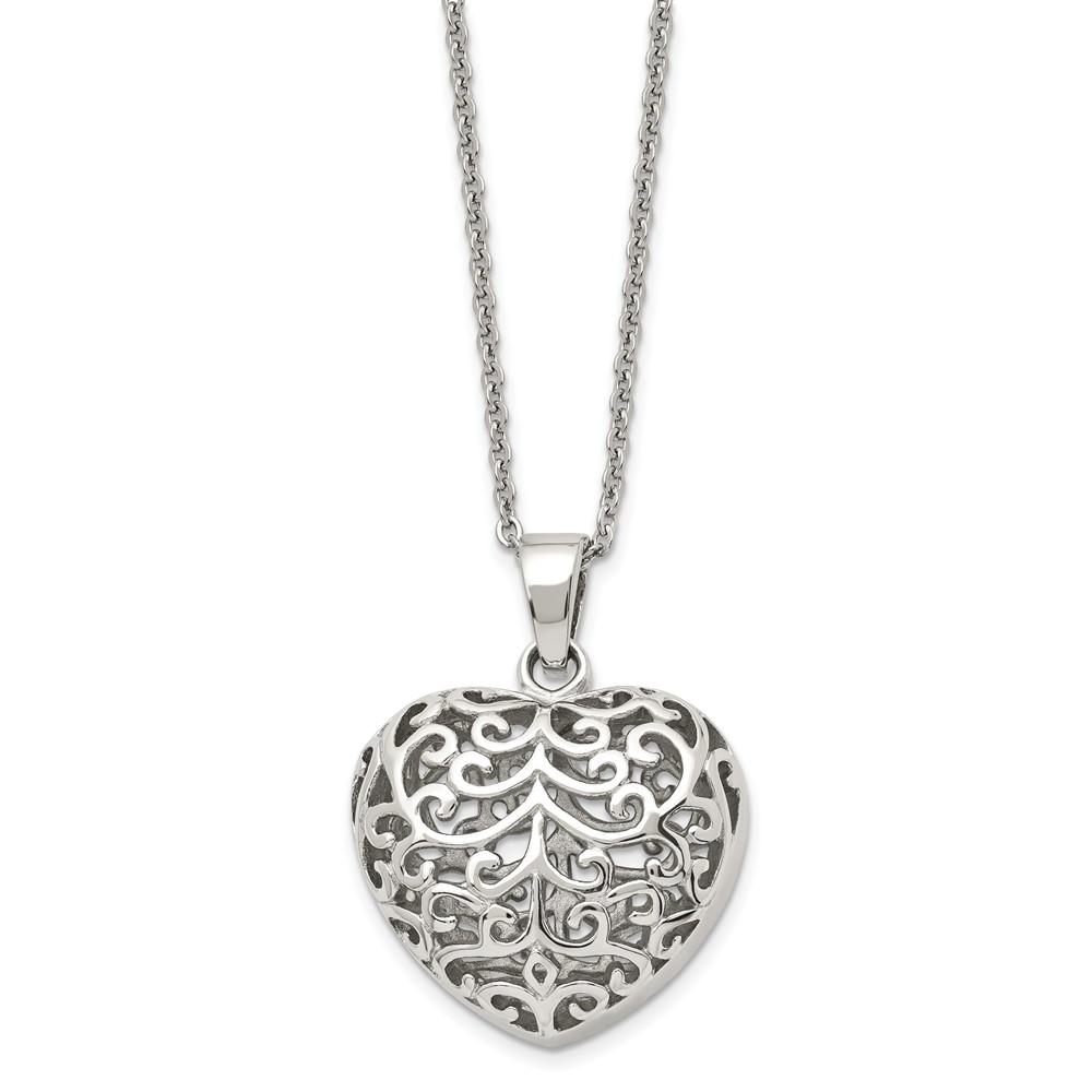 Stainless Steel Filigree Heart Necklace M581