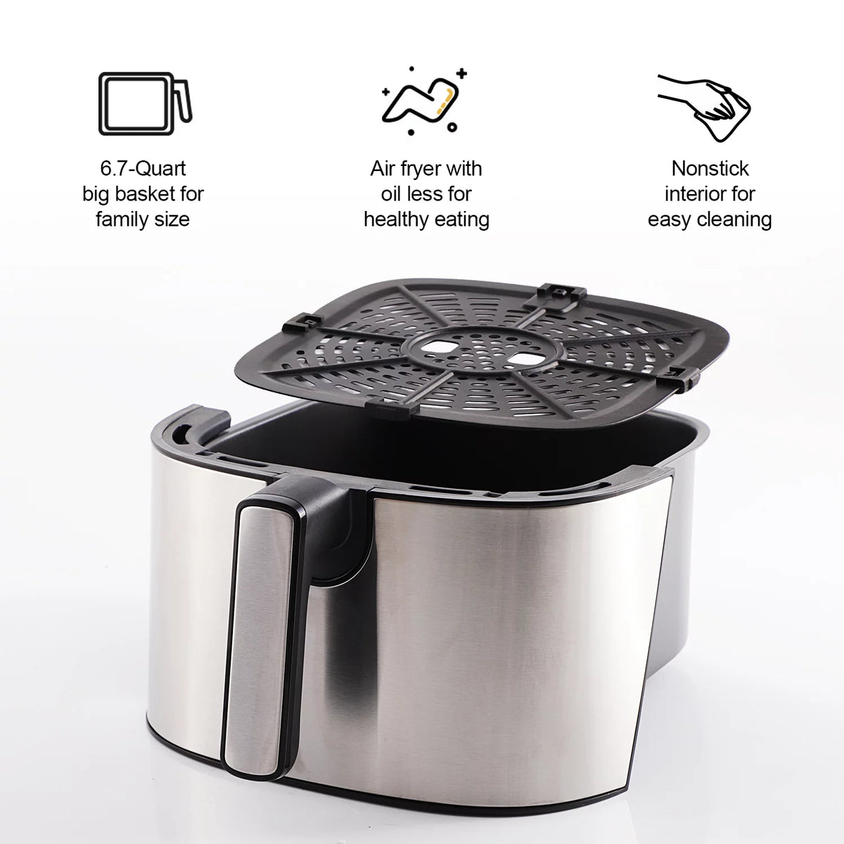 6.7 Quart Digital Stainless Steel Air Fryer E72539