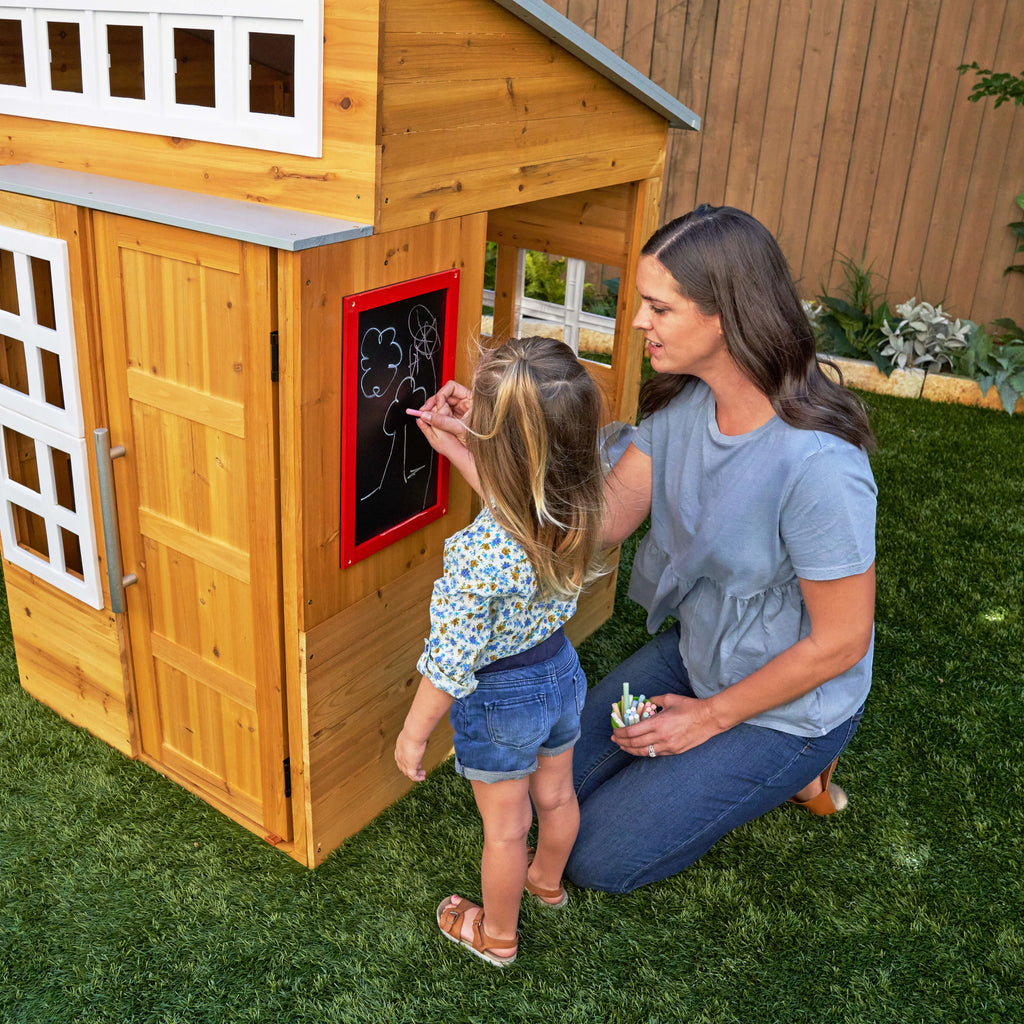 Modern Outdoor Wooden Playhouse with Picnic Table U371501