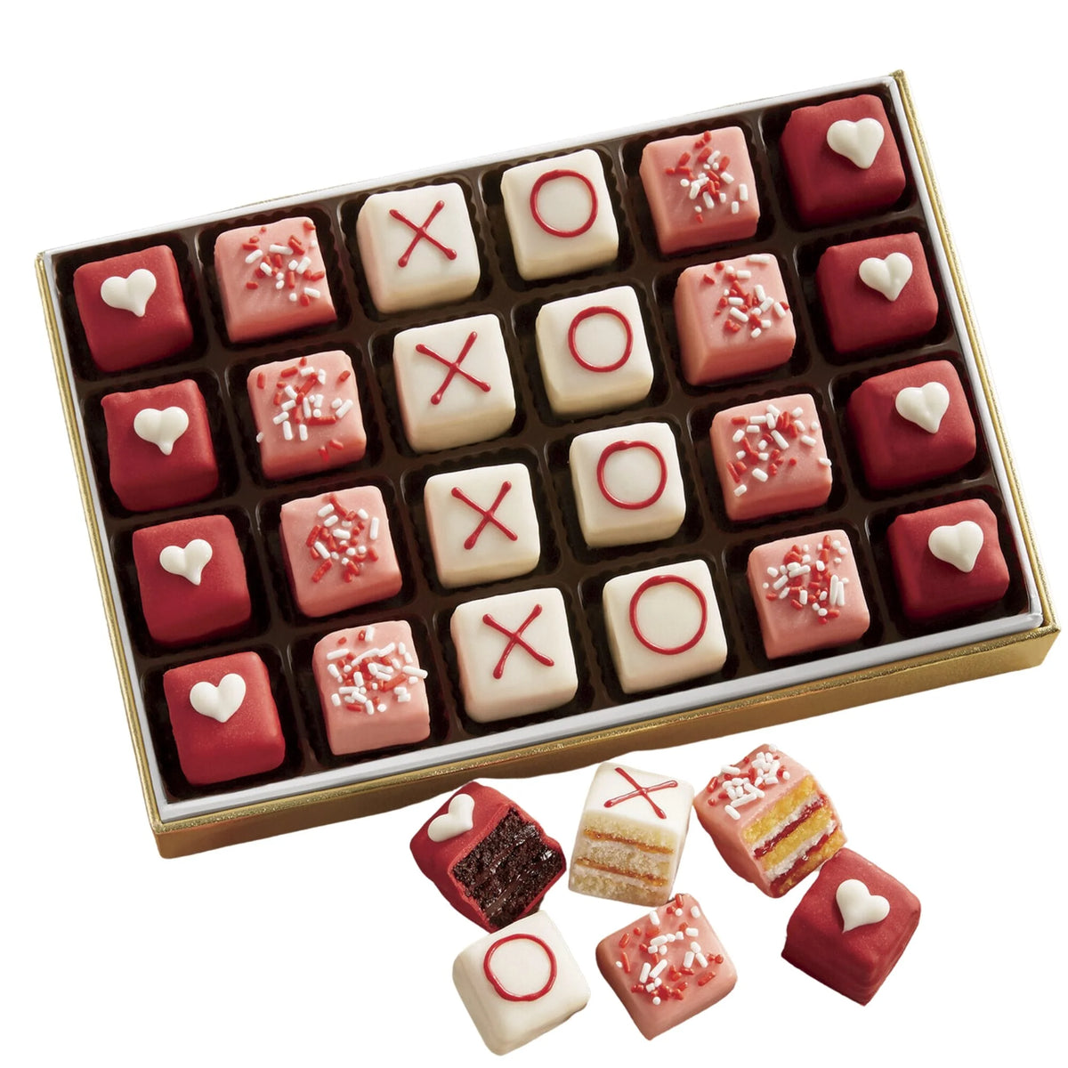 24 Pc Chocolate Vanilla Strawberry Shortcake Mini Layer Cake Treats Q88179