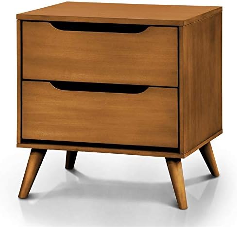 Mid-Century Modern Wood 2-Drawer Nightstand U262