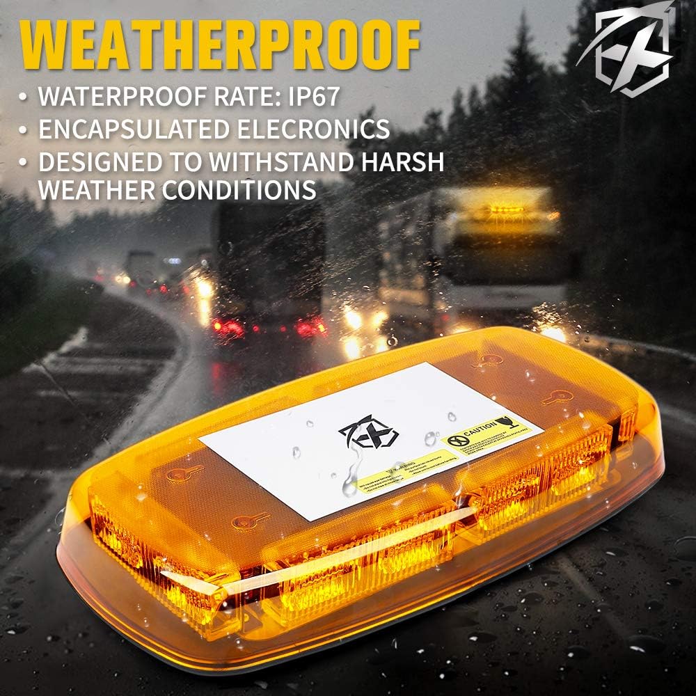 Amber LED Strobe Beacon Light Bar with Magnetic Mount F4081