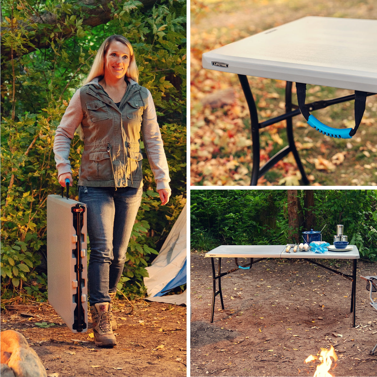 5 Foot Rectangle Fold-in-Half Table Gray I9379