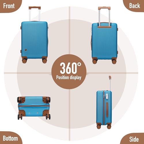 Black 20-Inch Hardside Carry-on Luggage with Spinner Wheels Y658