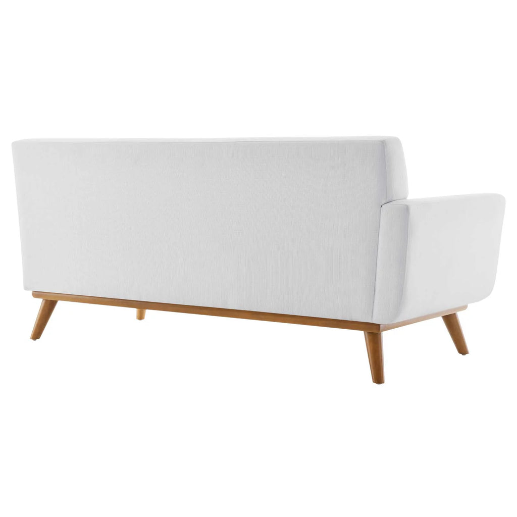 White Upholstered Fabric Loveseat V5545
