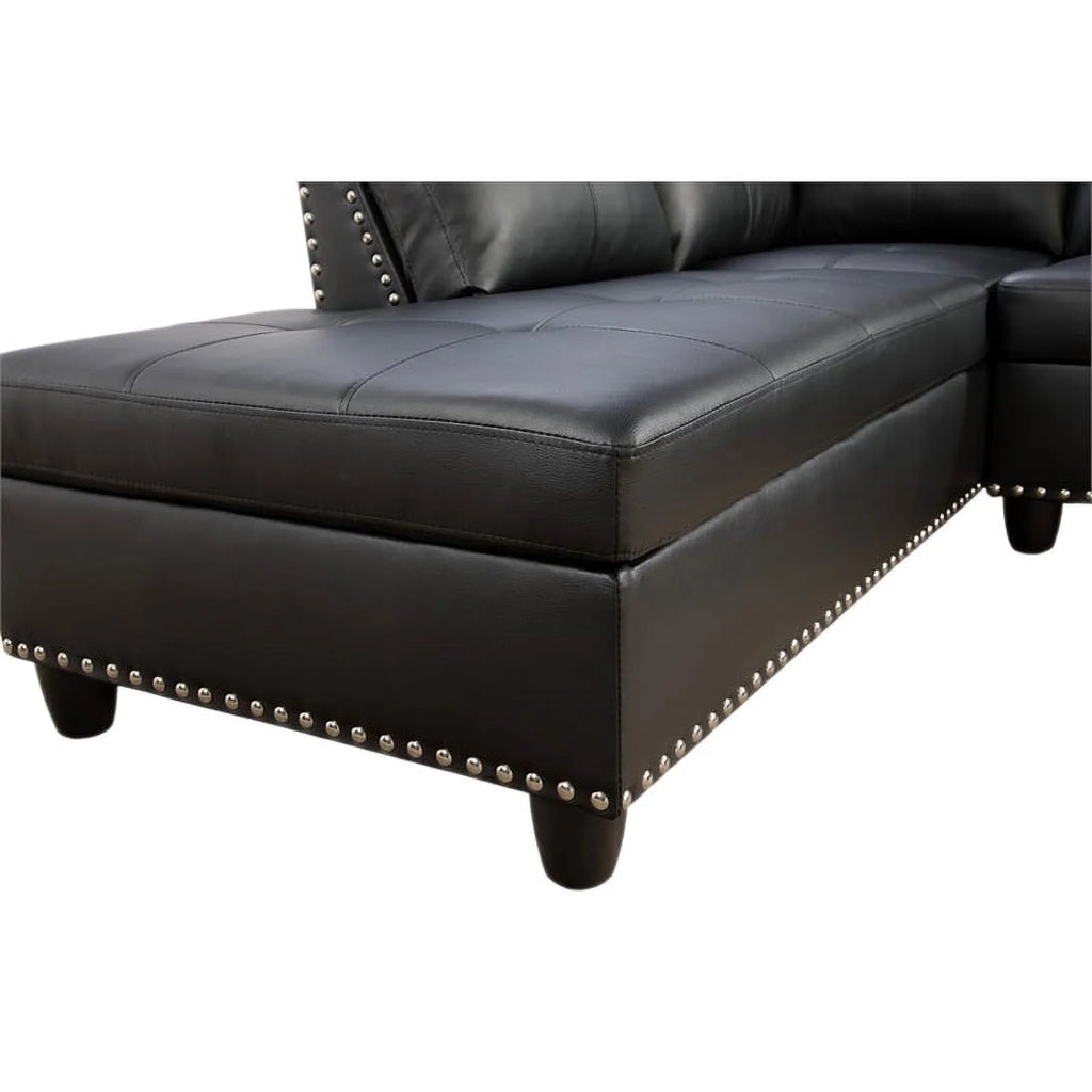 Faux Leather Sectional Sofa in Black C71917