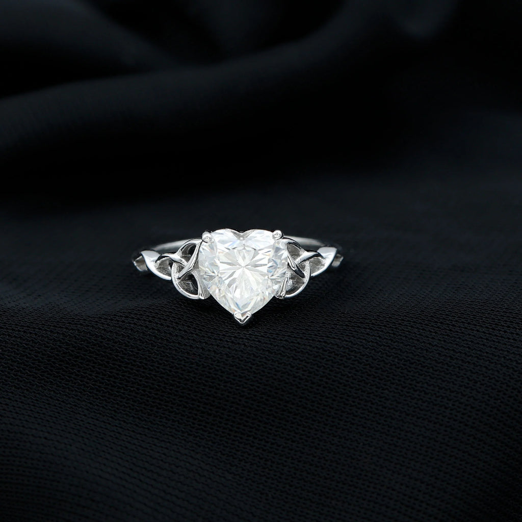 2 CT Heart Shaped Moissanite Solitaire Gold Engagement Ring, 925 Sterling Silver V248967
