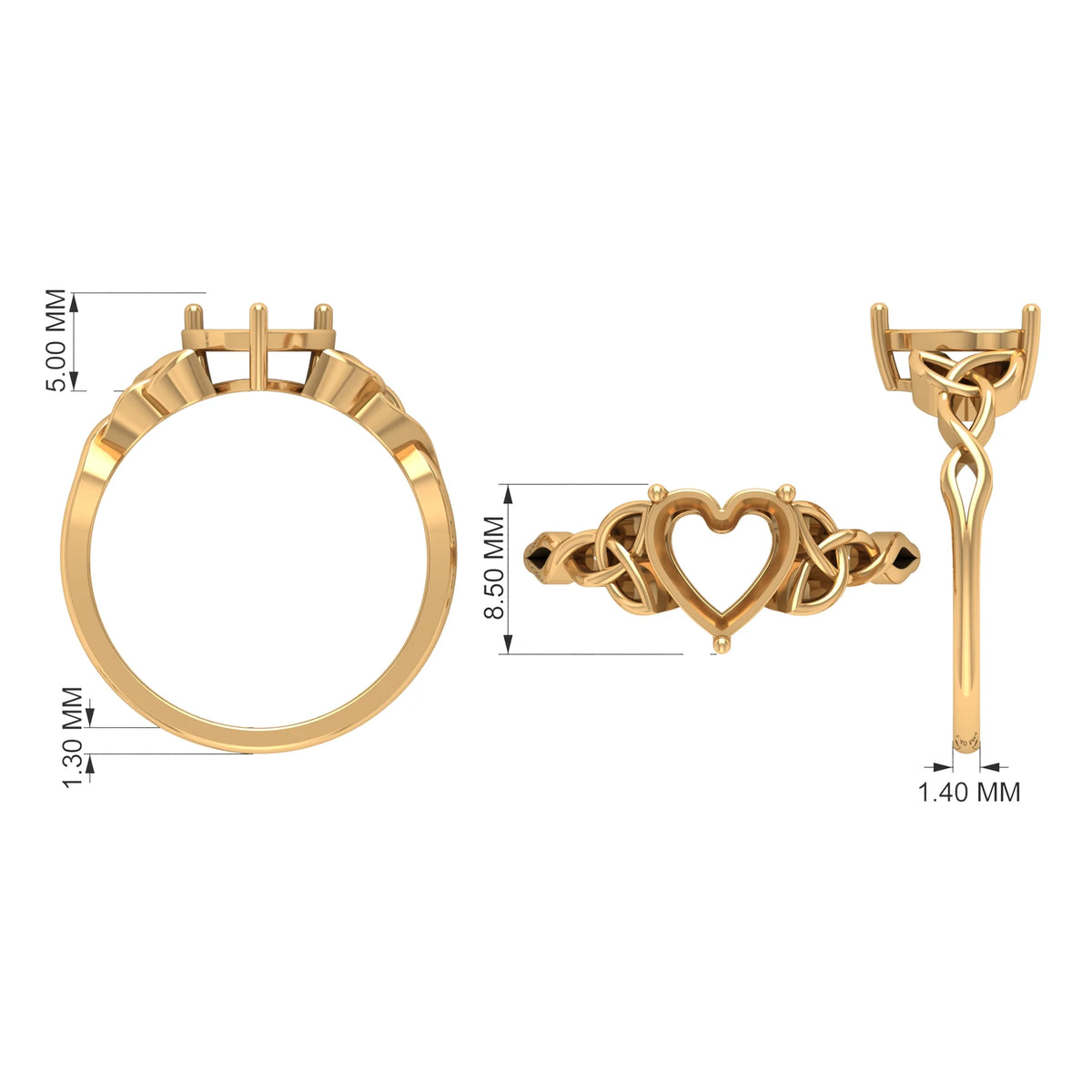 2 CT Heart Shaped Moissanite Solitaire Gold Engagement Ring, 925 Sterling Silver V248967
