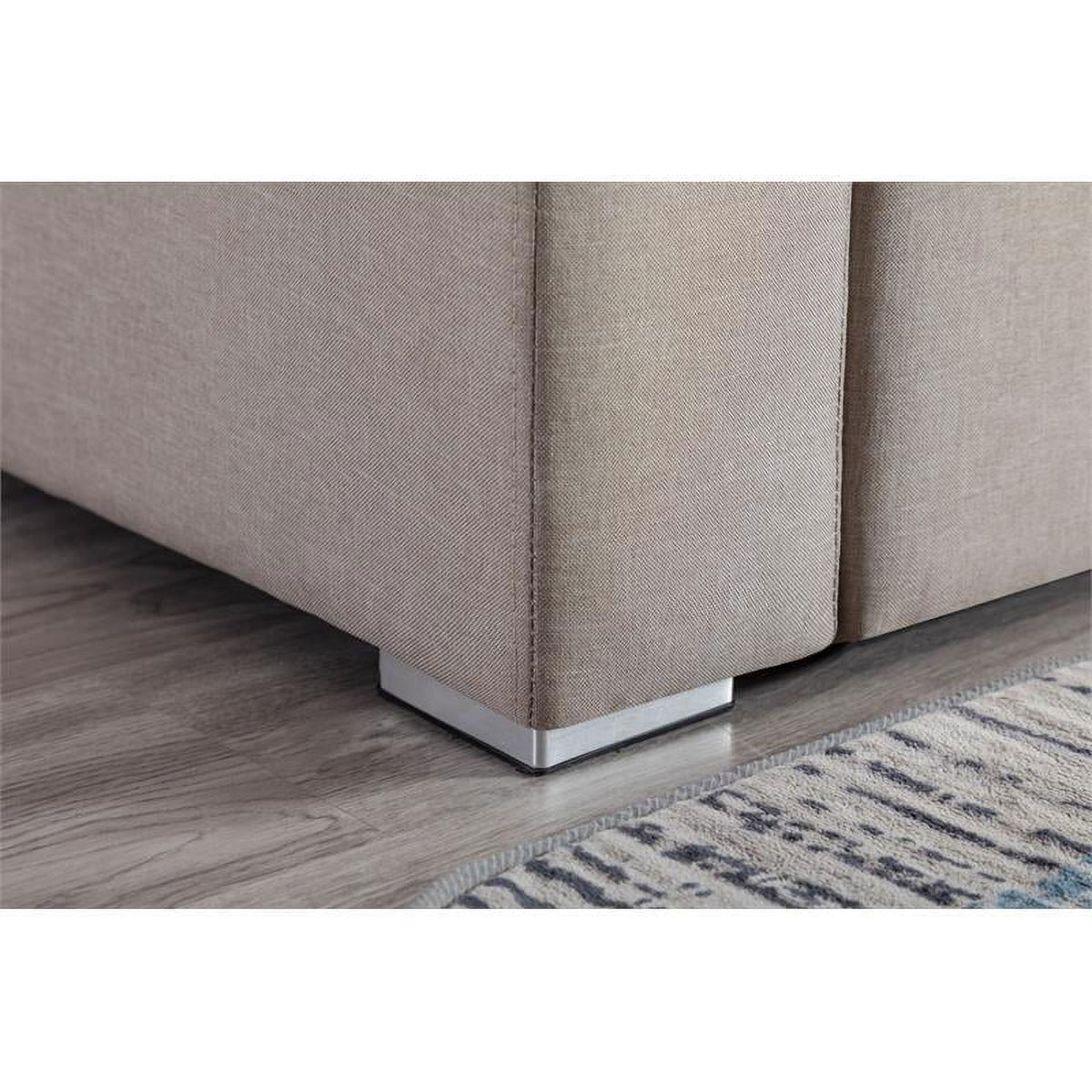 Beige Fabric Reversible Sectional with Charging Port and Storage Console P271429