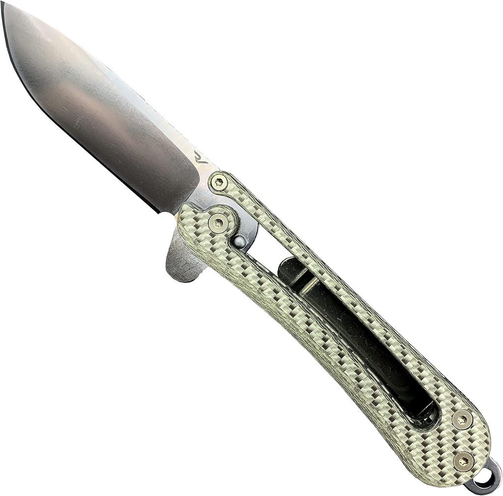 Folding EDC Pocket Knife VG10 Stainless Steel 2.75” Blade White Carbon Fiber Handle X65436