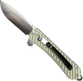 Folding EDC Pocket Knife VG10 Stainless Steel 2.75” Blade White Carbon Fiber Handle X65436