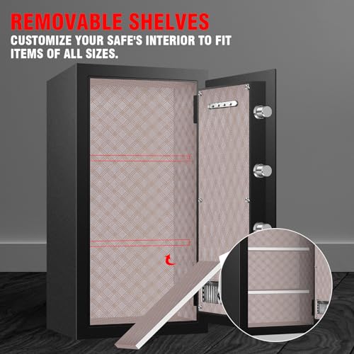 6.1 Cub Fireproof Waterproof Home Safe Box with LCD Screen Digital Keypad and Key Lock Q4003