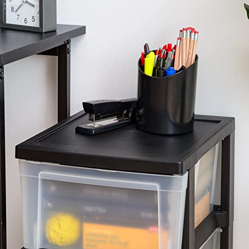 Black/Clear 3-Drawer 2-Pack Plastic Drawer Storage Organizer P55492