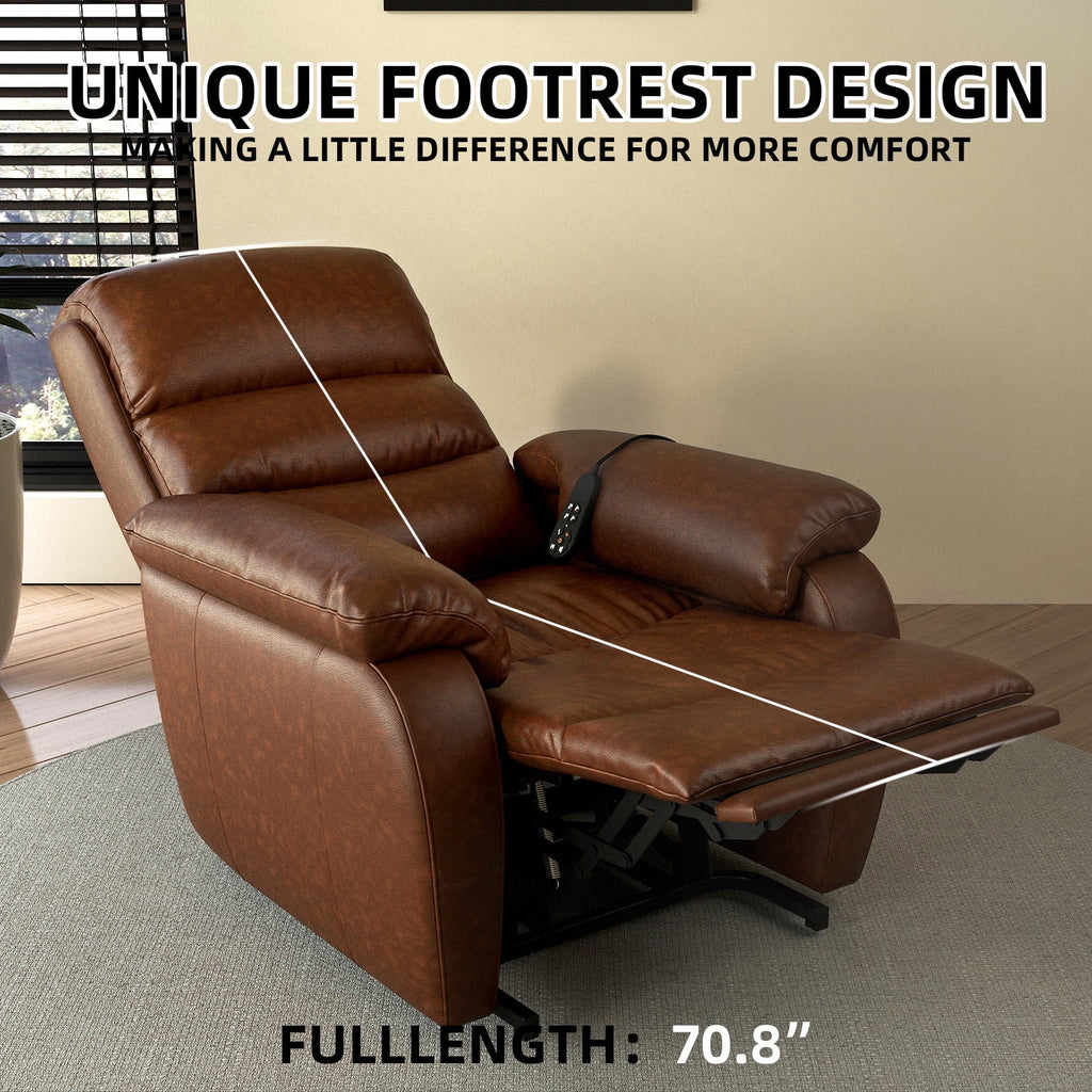 Brown PU Power Lift Recliner with Massage and Heat F21393