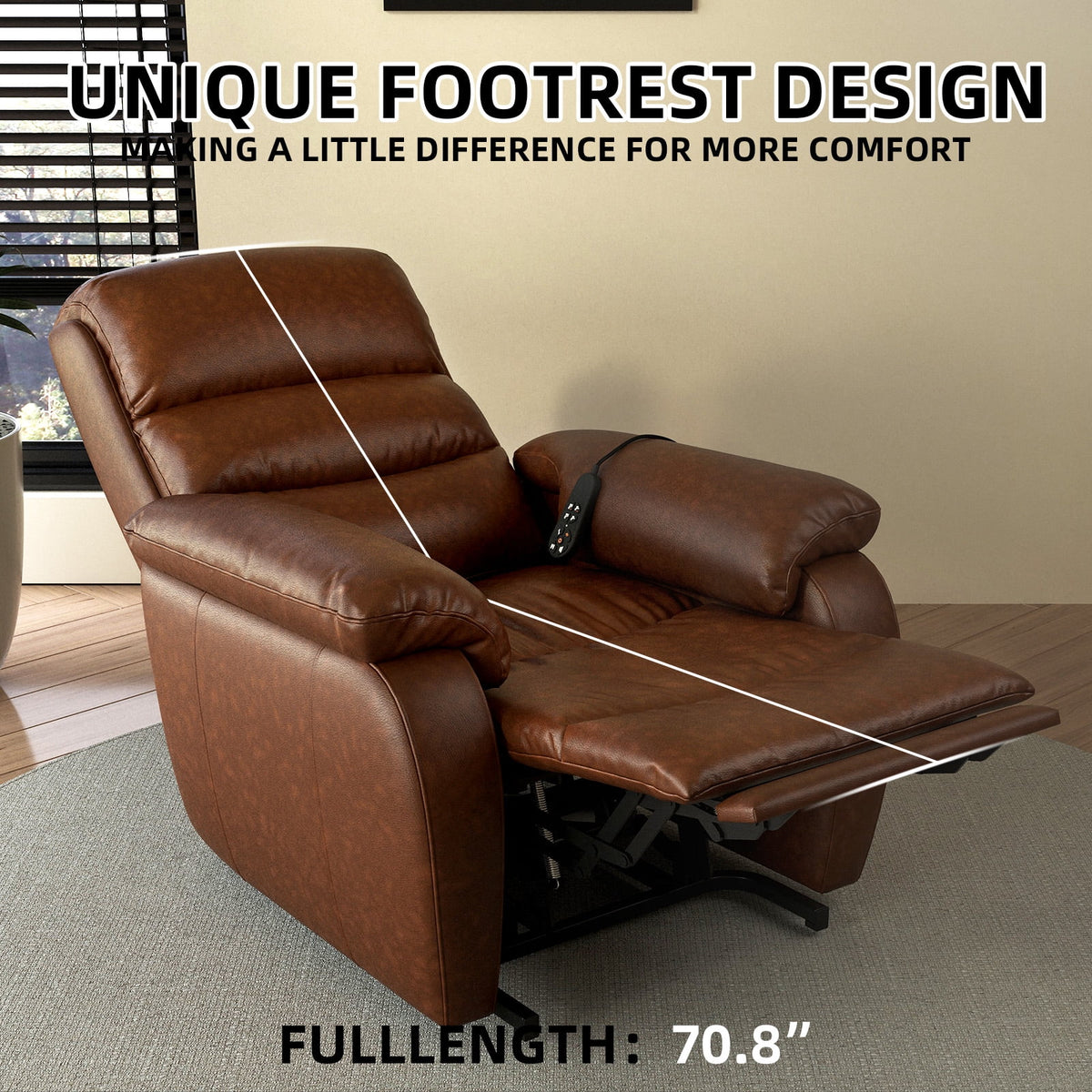 Brown PU Power Lift Recliner with Massage and Heat F21393
