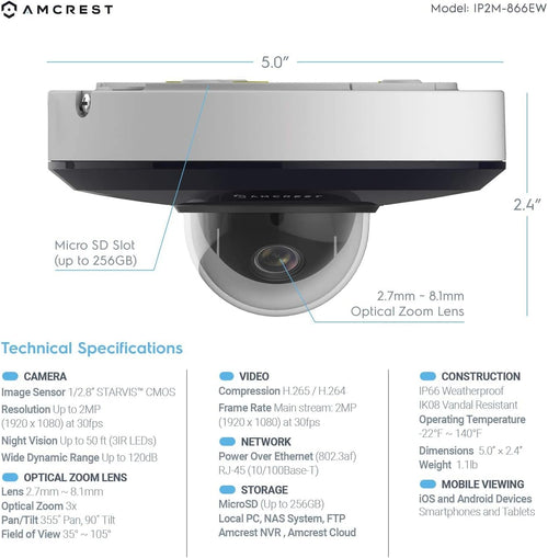 1080P PTZ Outdoor PoE Camera U701339