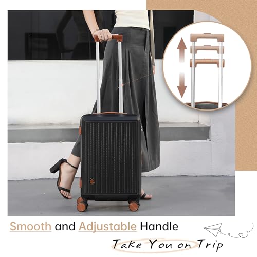 Black 20-Inch Hardside Carry-on Luggage with Spinner Wheels Y658