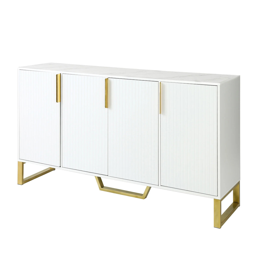 White 4 Door Buffet Sideboard with Metal Legs J19251