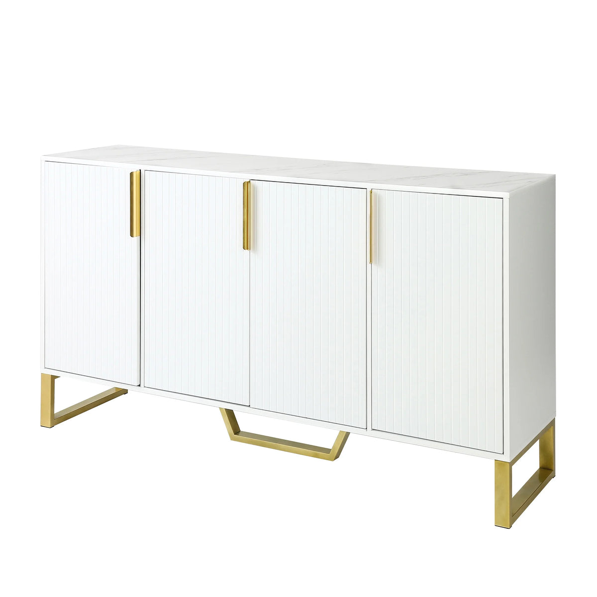 White 4 Door Buffet Sideboard with Metal Legs J19251