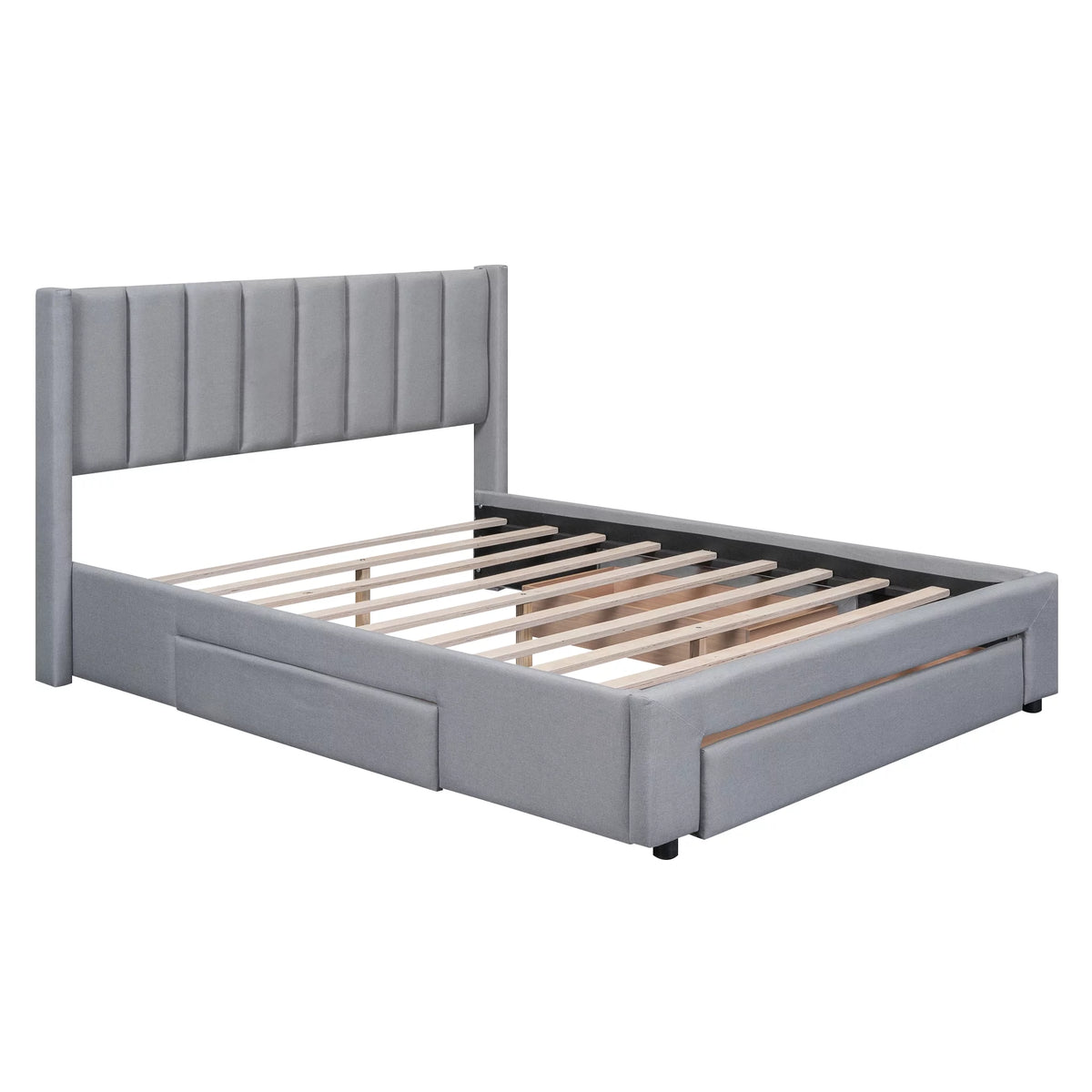 Queen Size Upholstery Platform Bed with Three Storage Drawers M599