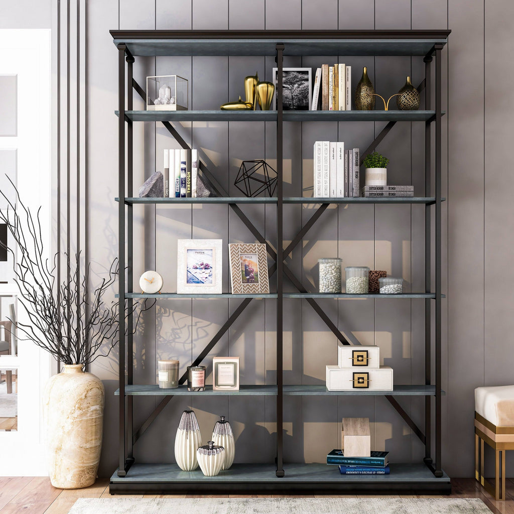 Antique Grey 5 Layer Metal Bookcase Y6892