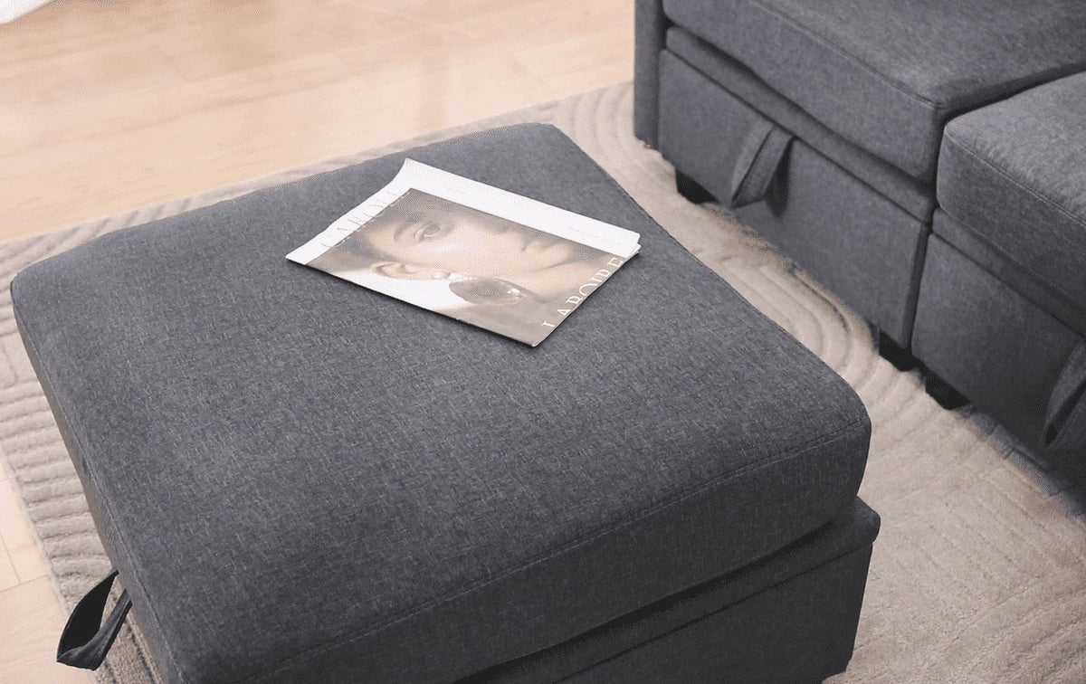 Dark Gray L-Shaped Sectional Sofa with Chaise V659