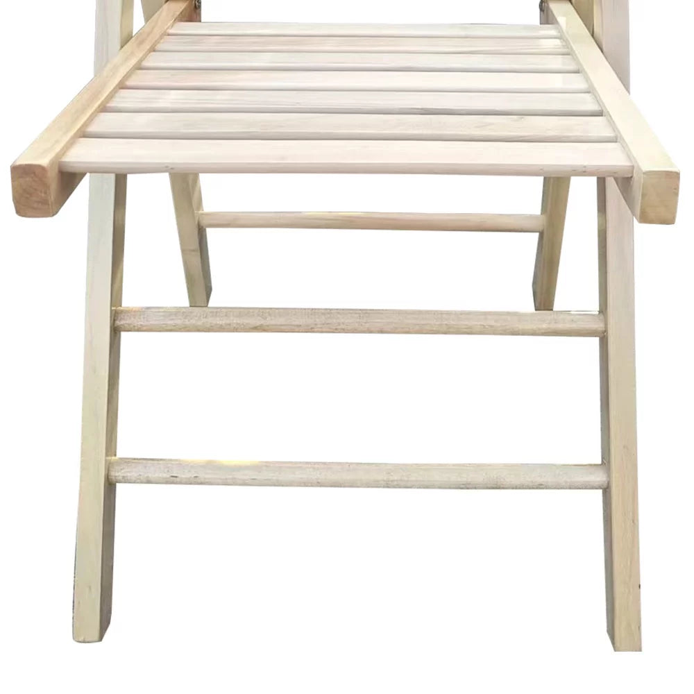 Lightweight Portable Slatted Wood Folding Chair with Backrest and Footrest R778445