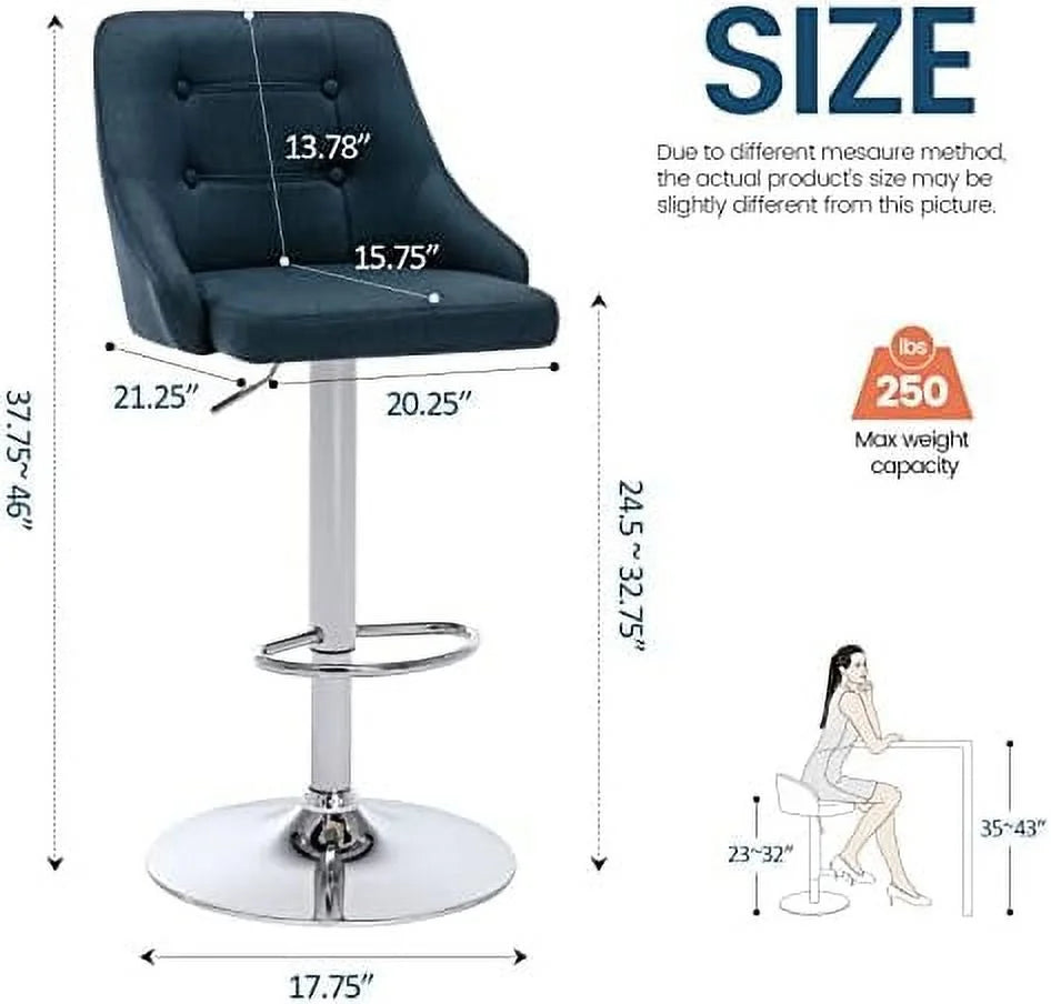 Adjustable Fabric Tufted Swivel Barstool with Back D520