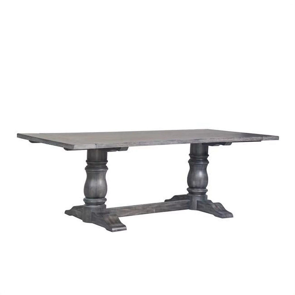 88" Light Gray and Gray Solid Wood Dining Table T726