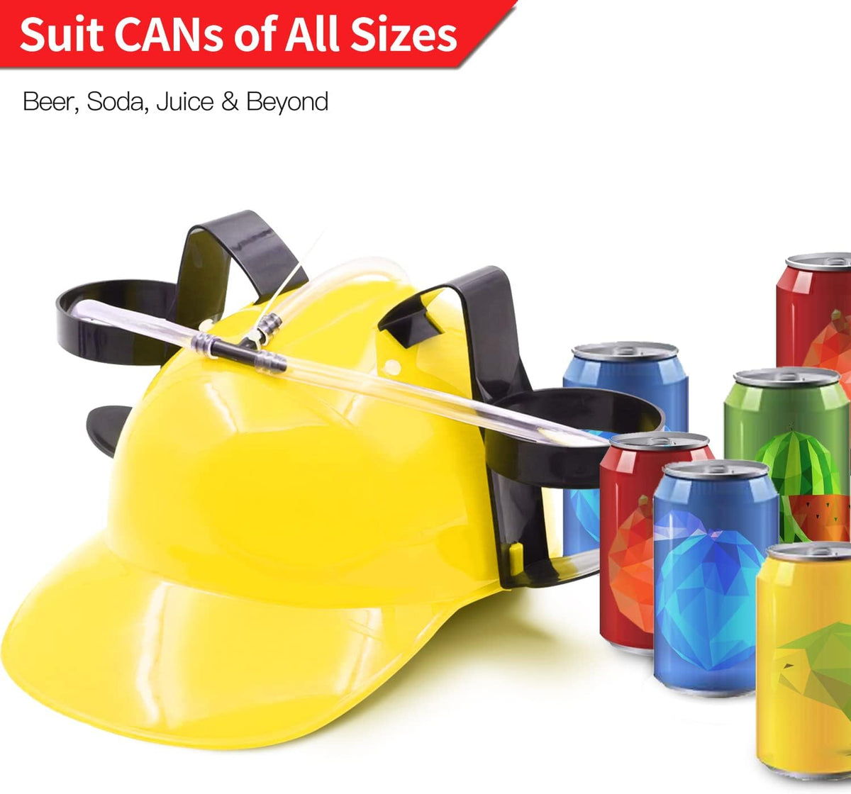 Yellow Adjustable Drinking Helmet with Straw C233872
