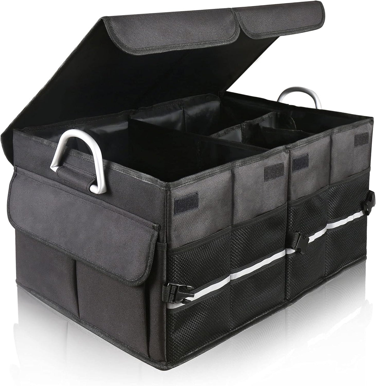 Car Trunk Organizer With Two Lids, Expandable Large Capacity, Non-Slip Bottom, Oxford Fabric Q1642