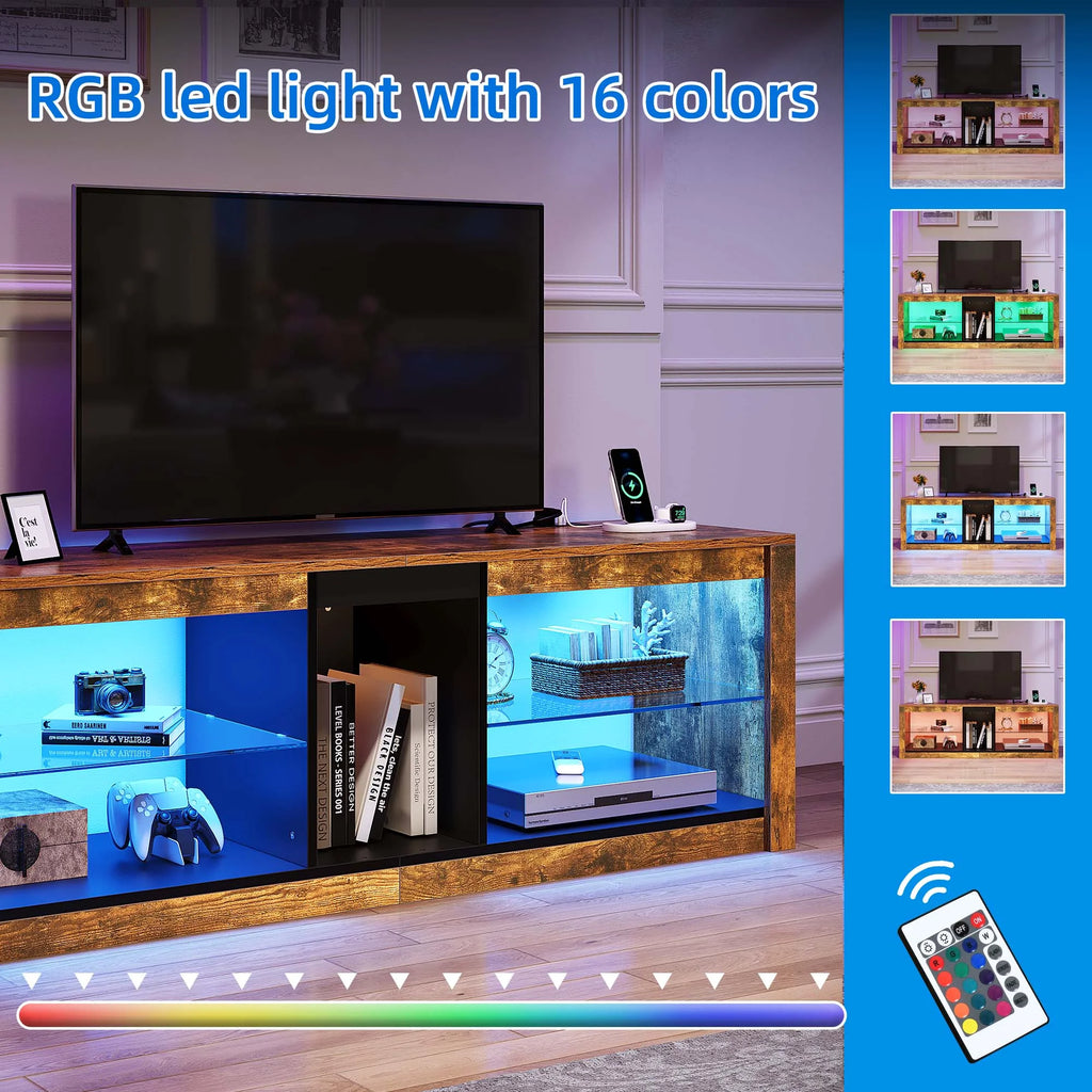 Brown TV Stand with LED Ambient Lights R34182
