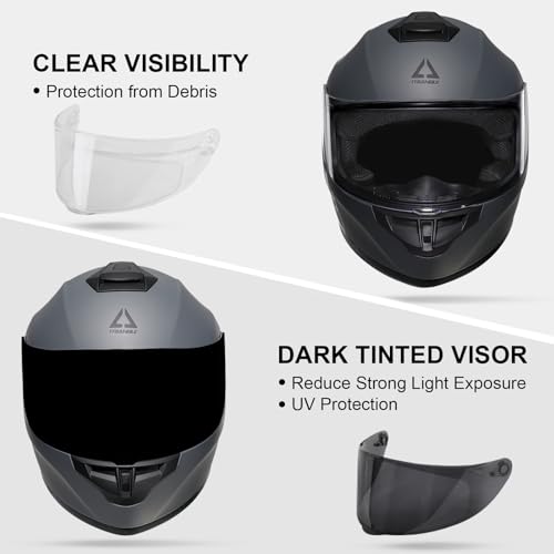 Full Face Motorcycle Helmet with Tinted and Clear Visor G52530