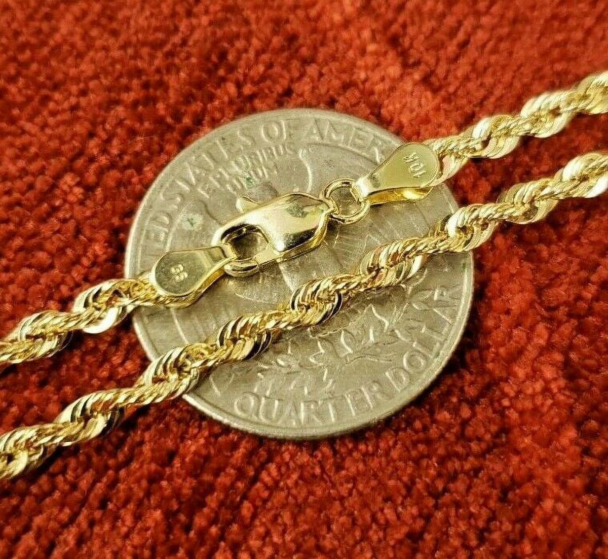 10K Solid Yellow Gold Necklace Rope Chain 18" 3.0mm B37826