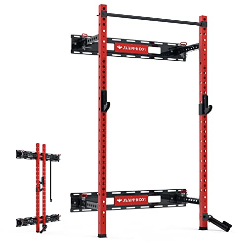 Wall Mounted Folding Squat Power Rack with Pull Up Bar D878138