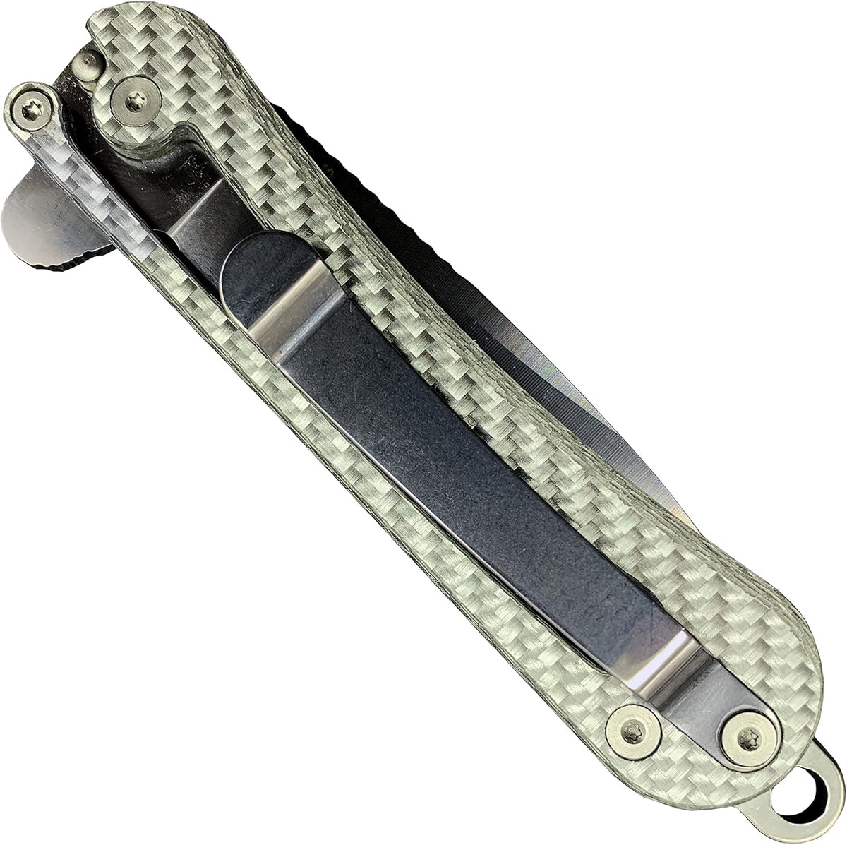 Folding EDC Pocket Knife VG10 Stainless Steel 2.75” Blade White Carbon Fiber Handle X65436