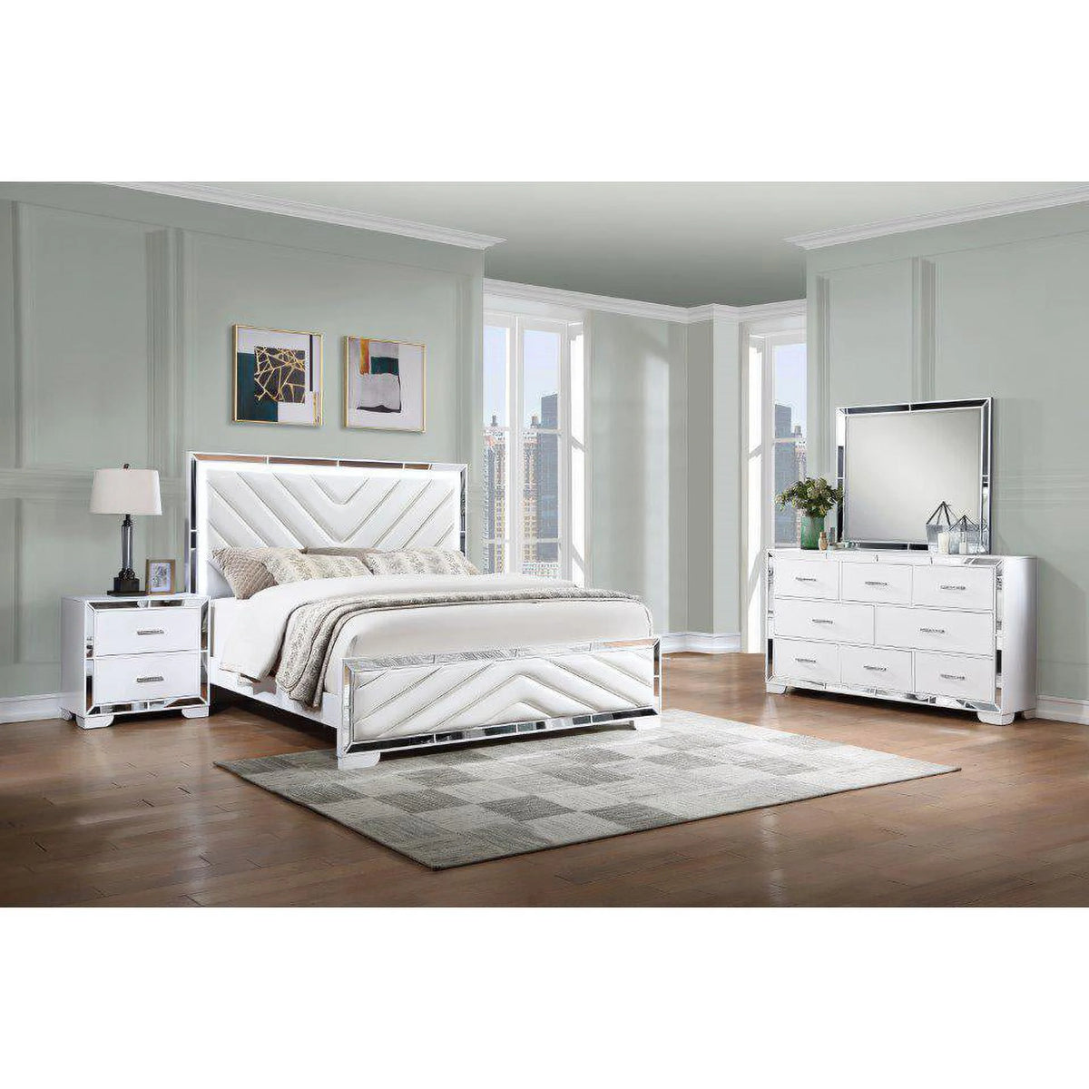 King Bedroom Set with LED Lights E405614